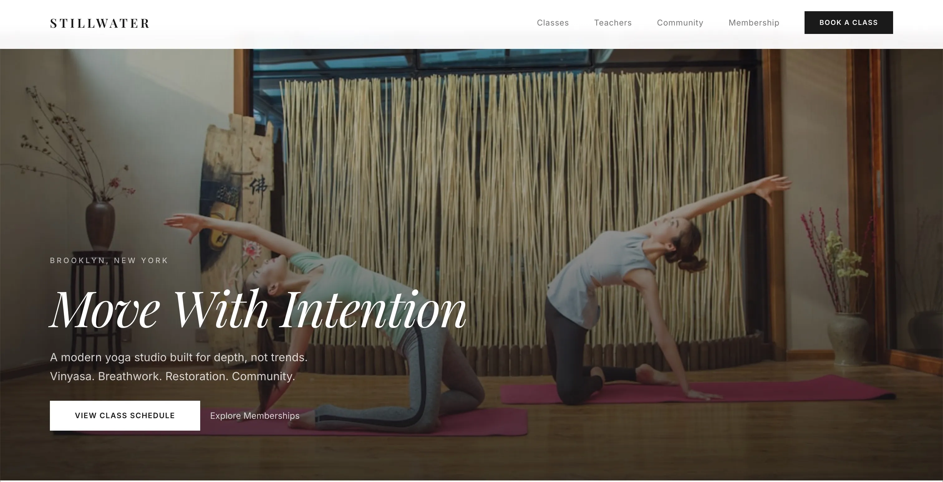 Yoga studio membership page designed to grow community.